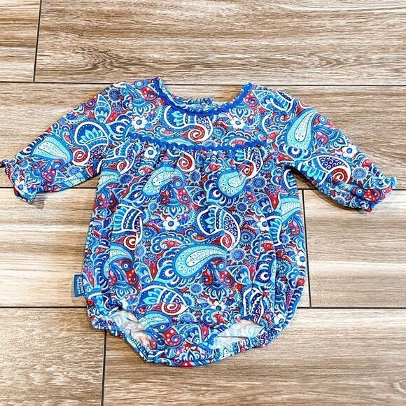 Simply Southern Paisley Long Sleeve Bubble Romper Size 6M - Picture 1 of 4